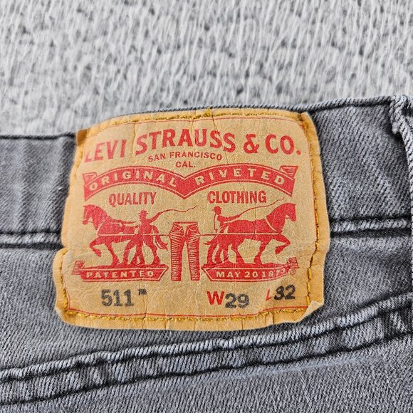 Levis Jeans Mens 29x32 Gray 511 Slim Fit Stretch Denim Tapered Leg Pants - Picture 15 of 16